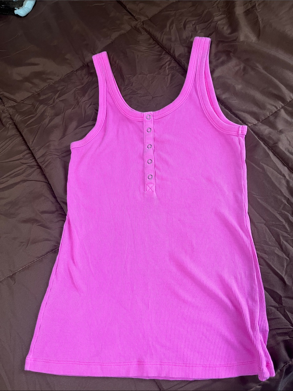 aerie Hot Pink Ribbed Button-Front Tank